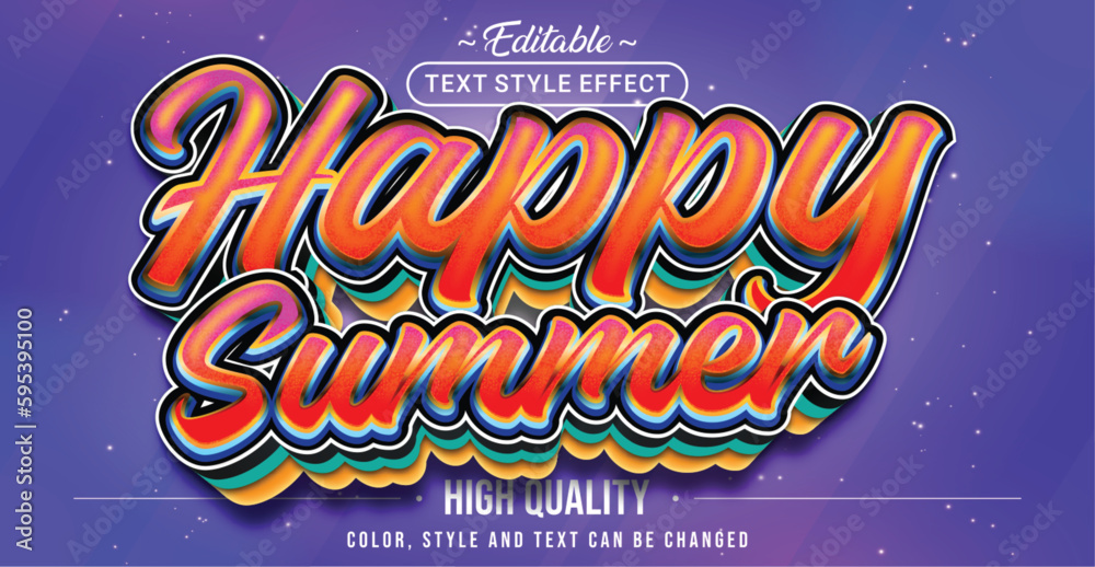 Aufkleber Editable text style effect - Happy Summer text style theme.
