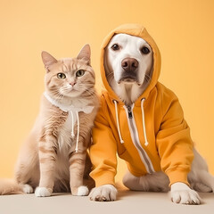 Selfies of cats and dogs in clothes