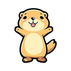 Obraz premium Kawaii black-tailed prairie dog, cartoon style