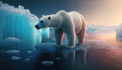 Polar bear in ice AI Generated illustration photo