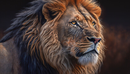 Close-up of a lion, the king of the jungle