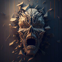 horror head, nightmare illustration. ai generated