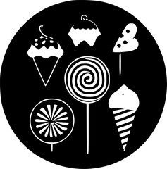 Sweets | Black and White Vector illustration