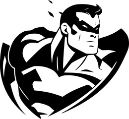 Superhero - Black and White Isolated Icon - Vector illustration