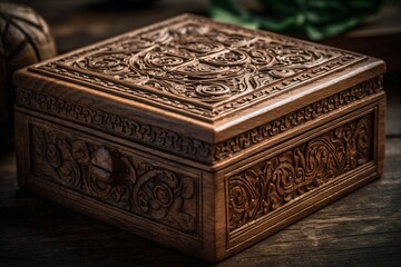 beautiful elegantly decorated wooden box created with Generative AI technology
