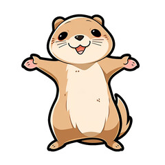Fototapeta premium Kawaii black-tailed prairie dog, cartoon style