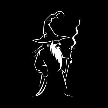 Wizard | Black and White Vector illustration