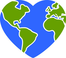 Earth Globe Heart Illustration