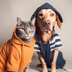 Selfies of cats and dogs in clothes