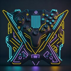 abstrakt neon art gaming controler 