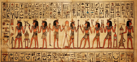 Egyptian papyrus of the gods and customs of the time - obrazy, fototapety, plakaty