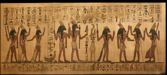 Egyptian papyrus of the gods and customs of the time
