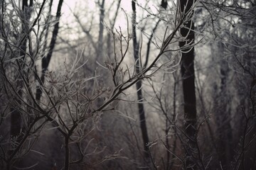 black and white trees in the forest. Generative AI