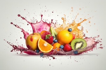 Fototapeta na wymiar fruit in water splash apple peach orange with great effect high quality image