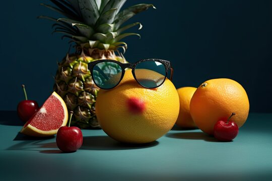 still life with fruits with glasses high quality image