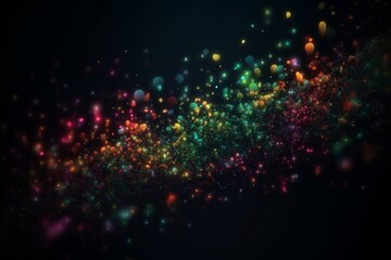 Colorful Bokeh Particles Falling from Abstract Neon Background, Generative AI