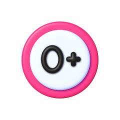 For newborn children sign sticker in 3D style. Zero plus. Vector design element.