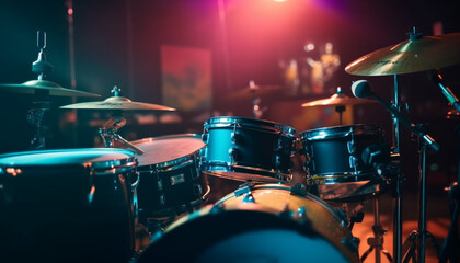 The drummer rocks the stage with metal generated by AI