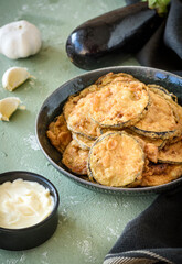 Fried Eggplant with dipping sauce
