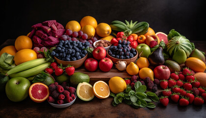 Healthy fruit bowl with fresh organic variety generated by AI