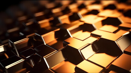 Obraz premium Golden background with golden texture and light - Generative AI