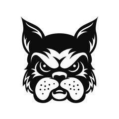 Angry dog mascot logo. Black and white emblem. Vector illustration