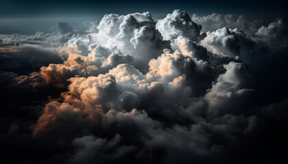 Obraz premium Dramatic sky over idyllic landscape, nature beauty generated by AI