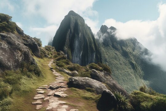 3D artwork of Pico de Neblina National Park in Brazil. A travel destination. Generative AI