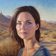 Painting of a Woman in the Sonoran Desert