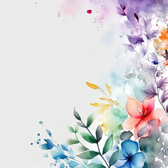 watercolor illustration of colorful  cherry blossom flowers in wide border - Generative AI 