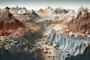 Illustration of geological movements and changes. Generative AI - obrazy, fototapety, plakaty