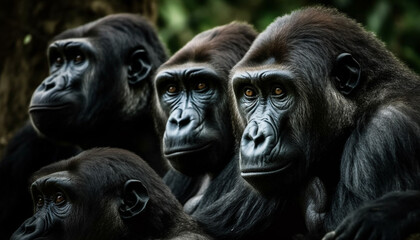 Obraz premium Primate portrait cute monkey staring at camera generated by AI