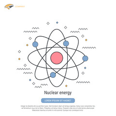 Obraz premium Nuclear energy flat contour style vector concept illustration