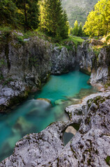 Obraz premium Soca turquoise river near Bovec in Slovenia