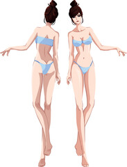 illustration of a woman front and back