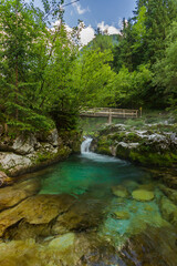 Watwerfall of Sunikov Vodni near Bovec in Slovenia
