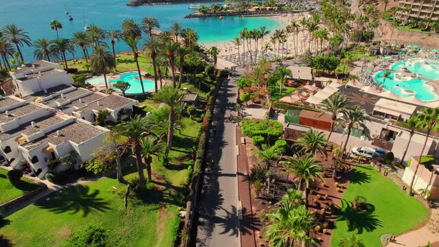 Aerial view of the Playa de la Verga beach, Gran Canaria, Canary Islands, Spain