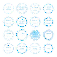 素材_フレームのセット_イルカをモチーフにした飾り枠。シンプルで高級感のある夏のイメージ