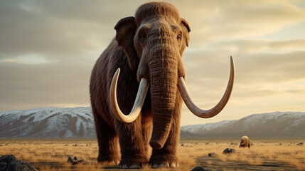 Woolly Mammoth, an enormous mammal, extinct animal. Generative AI - obrazy, fototapety, plakaty
