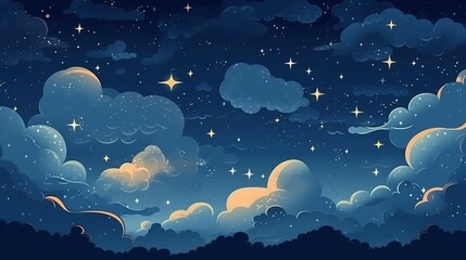 Sky above the clouds Melhen starry sky cute sky background illustration. AI generative