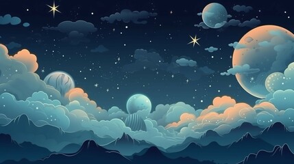 Sky above the clouds Melhen starry sky cute sky background illustration. AI generative