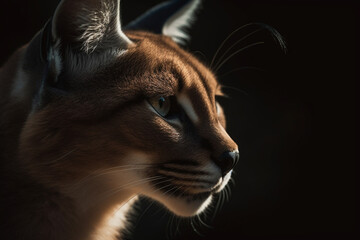 Portrait of a caracal with generative AI technology