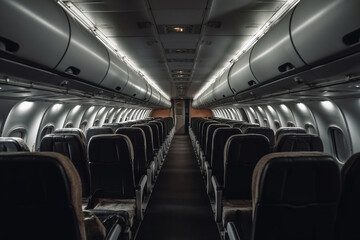 interior of an airplane aisle with generative AI technology