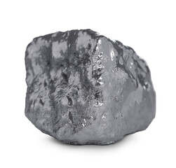 One shiny silver nugget on white background