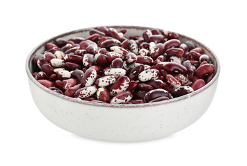Bowl with dry kidney beans isolated on white