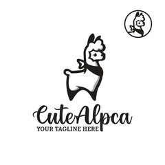 Abstract Cute Alpca logo design template