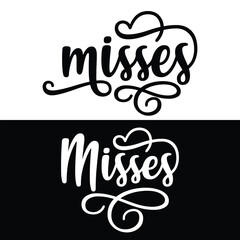Abstract Black and White misses script font logo design template
