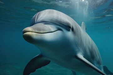 Fototapeta premium Dolphin under the ocean. Generative AI