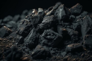Unprocessed coal pieces. Generative AI