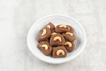 Choco Cashew Cookies, chocolate cookies with cashew nut, popular during Eid Al Fitr in Indonesia

